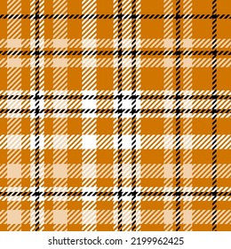 Tan brown Halloween autumnal plaid. Seamless vector check pattern suitable for fashion, home decor or stationary