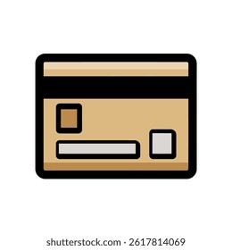 Tan card displays details digitally isolated