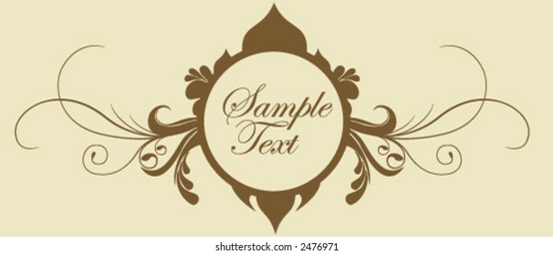 tan circular swirly badge