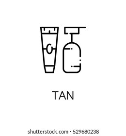 Tan flat icon. Single high quality outline symbol of summer for web design or mobile app. Thin line signs of cream for design logo, visit card, etc. Outline pictogram of tan