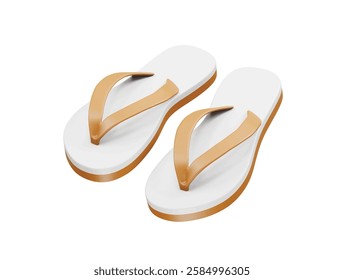 Tan Flip-Flops icon 3d illustration. Sandals icon 3d render