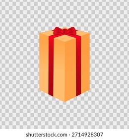 Caja de regalo de color canela con un lazo rojo perfecto para regalar ocasiones como Navidad, cumpleaños o aniversarios. Festivo y elegante.