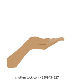 tan hand on white background 