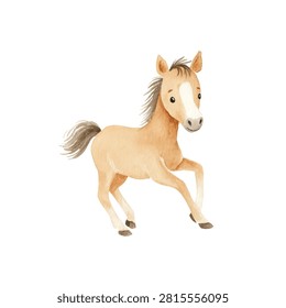 Tan horse with white blaze face running