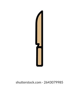 Tan knife stands vertically kitchen scene minimalist