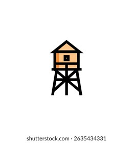 Tan lookout stands tall minimal isolated structure illustration