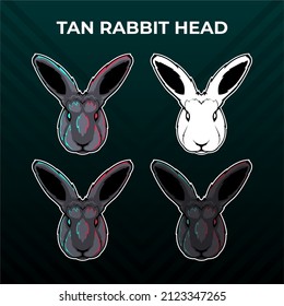 Tan rabbit head vector collection