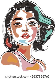 tan skin woman latin art painting sketch style