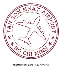 Tan Son Nhat Airport Ho Chi Minh stamp. Airport of Ho Chi Minh City round logo. Vector illustration.