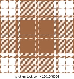 Tan and white tartan plaid. Classic Scottish cage textile pattern.