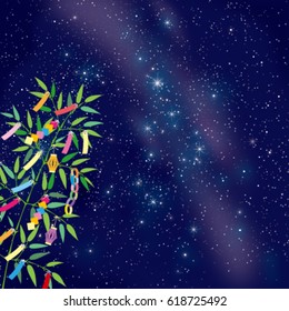 TANABATA Festival bamboo grass decoration on the Milky Way