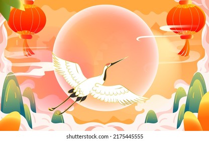 Tanabata Festival, Cowherd And Weaver Girl Meet On The Bridge Of Magpies, Traditional Festival, Vector Illustration