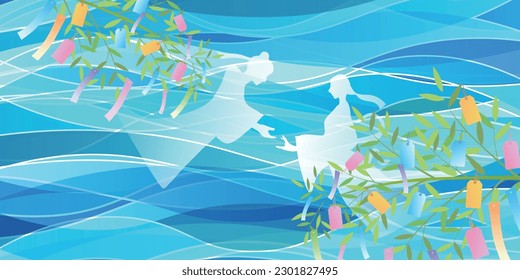 Tanabata Japanese Pattern Milky Way Background
