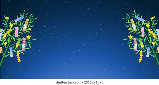 Tanabata Night Sky Bamboos Background