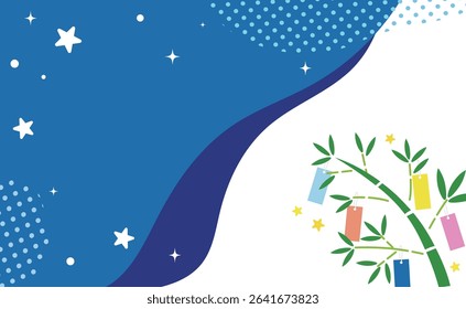 Tanabata paper strip decoration and Milky Way background frame illustration material
