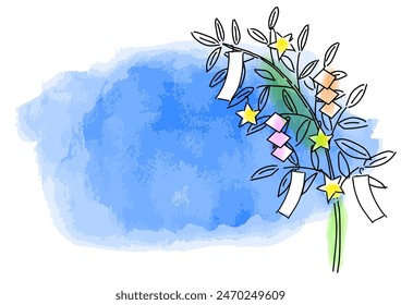 Tanabata ,the Star Festival bamboo and the sky frame vector illustration