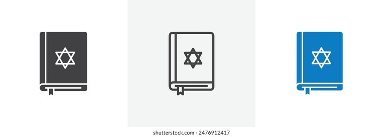 Tanakh book flat thin line icon collection.