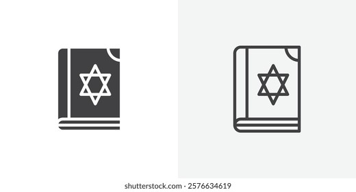 Tanakh book icon set in black flat solid and outlined style.