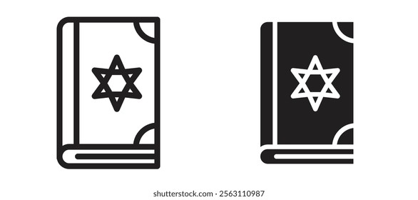 Tanakh book icons in black line and filled versions