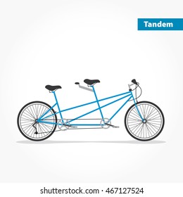 Tandem bicycle, bike flat icon. Vector modern illustration and design element on white background.