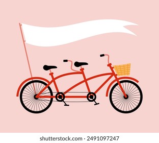 Tandem Fahrraddesign, für Freundschaft, Ehe, gemeinsam fahren. Platz für Text.