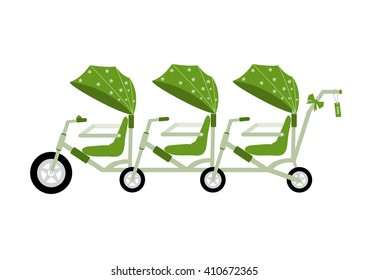 tandem bicycle green color for kids,Vector illustrations