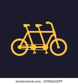 tandem bicycle icon, twin bike with two seats vector