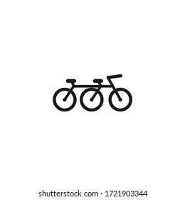 Tandem Bicycle line icon. Flat bike pictogram isolated on white. Vector illustration. Team or romantic transport symbol. Healthy journey logo. Black and white.