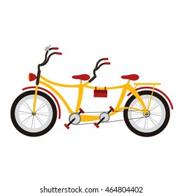 Tandem bicycle on white background.