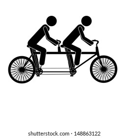 Tandem Bicycle Over White Background Vector Illustration