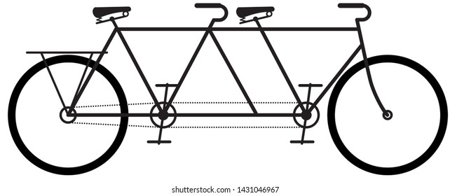Tandem bicycle for two persons black icon.