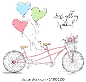 Invitación a la boda en bicicleta tándem