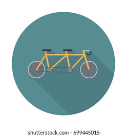 Tandem bike icon. Pleasure bicycle for two. Double bicycle. Flat long shadow icon. Elements in flat design.