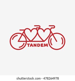 Tandem bike label template design. Vector illustration.