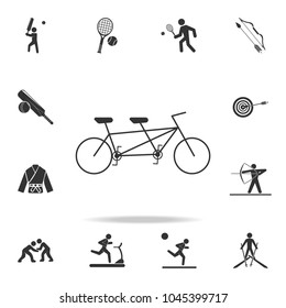 Tandem bike. Pleasure bicycle for two. Detailed set of athletes and accessories icons. Premium quality graphic design. One of the collection icons for websites, web design, mobile on white background