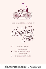 Tandem Bike Wedding Invitation template