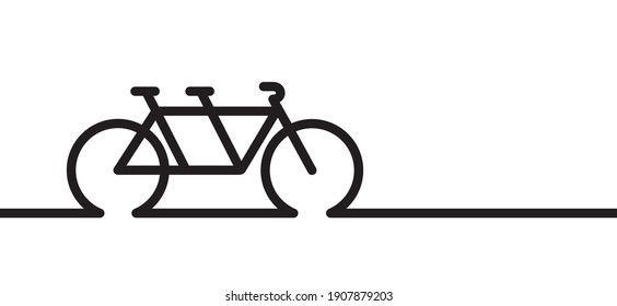 Tandem And Duo Bike, For Two People. World Bicycle Day. Sport Cyclist Line Pattern. Cycling Icon. Funny Vector Bike Signs. Cartoon Cycling Logo. 