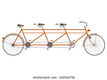 Tandem or triplet family bike silhouette on a white background.