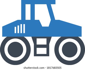 Tandem Vibratory Rollers Vector Icon Concept, Soil compactor Design, Road Roller Machine, civil engineering and construction Symbol on White background