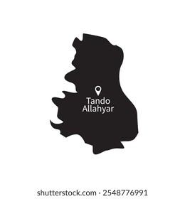 Tando Allahyar map in black and white with location icon