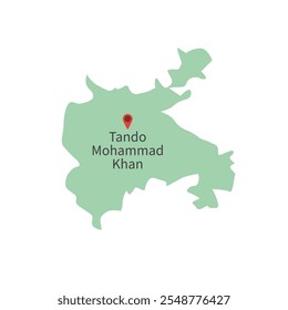 Tando Muhammad khan map flat vector illustration