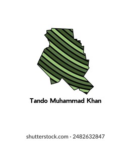 Mapa de Tando Muhammad Khan. mapa del Country de Pakistán. Bordes de para tu infografía. Ilustración vectorial Diseño colorido
