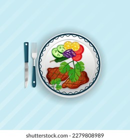 Tandoori Chicken, Best Minimal Asian Food Clip Art Vector, Restaurant, Lunch Cookery Delicious Traditional Dish Product, Food Illustration Background.