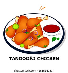 Tandoori chicken indian Punjabi food Vector