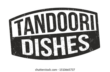 Tandoori dishes sign or stamp on white background, vector illustration