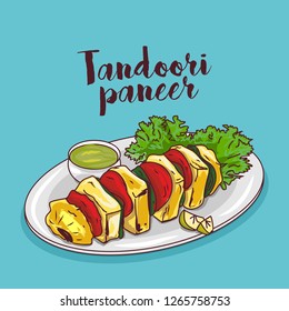 Tandoori paneer vector illustration