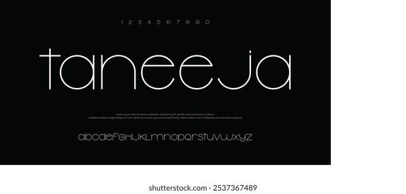 Taneeja Modern abstract digital tech font. Logo creative font, type, technology, movie, digital, music, movie. Fonts and illustration in vector format. Luxury Font.