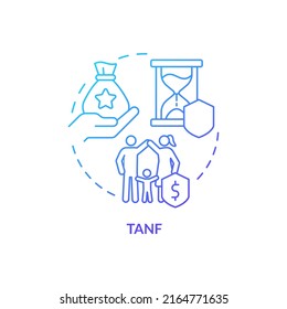 TANF blue gradient concept icon. Temporary assistance for needy families. Government benefit abstract idea thin line illustration. Isolated outline drawing. Myriad Pro-Bold font used