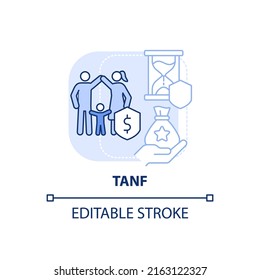 TANF light blue concept icon. Temporary assistance. Government benefit abstract idea thin line illustration. Isolated outline drawing. Editable stroke. Arial, Myriad Pro-Bold fonts used