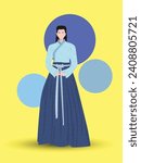 Tang Hanfu Dress Women Chinese Traditional Ancient Costume vector illustration.